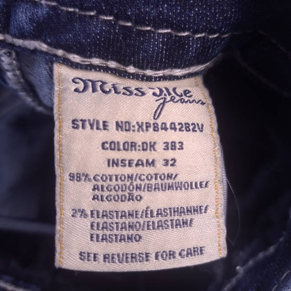 Miss Me Relaxed Boot Blingy faux pocket Flap Boot Cut Blue Wash Jeans Women's 28 - Picture 12 of 16
